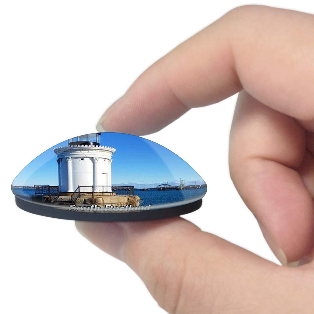 South Portland Lighthouse Maine USA 3D Crystal Glass Fridge Magnet - Whiteboard & Refrigerator Magnet Souvenir for Travel Lovers & Home Decor