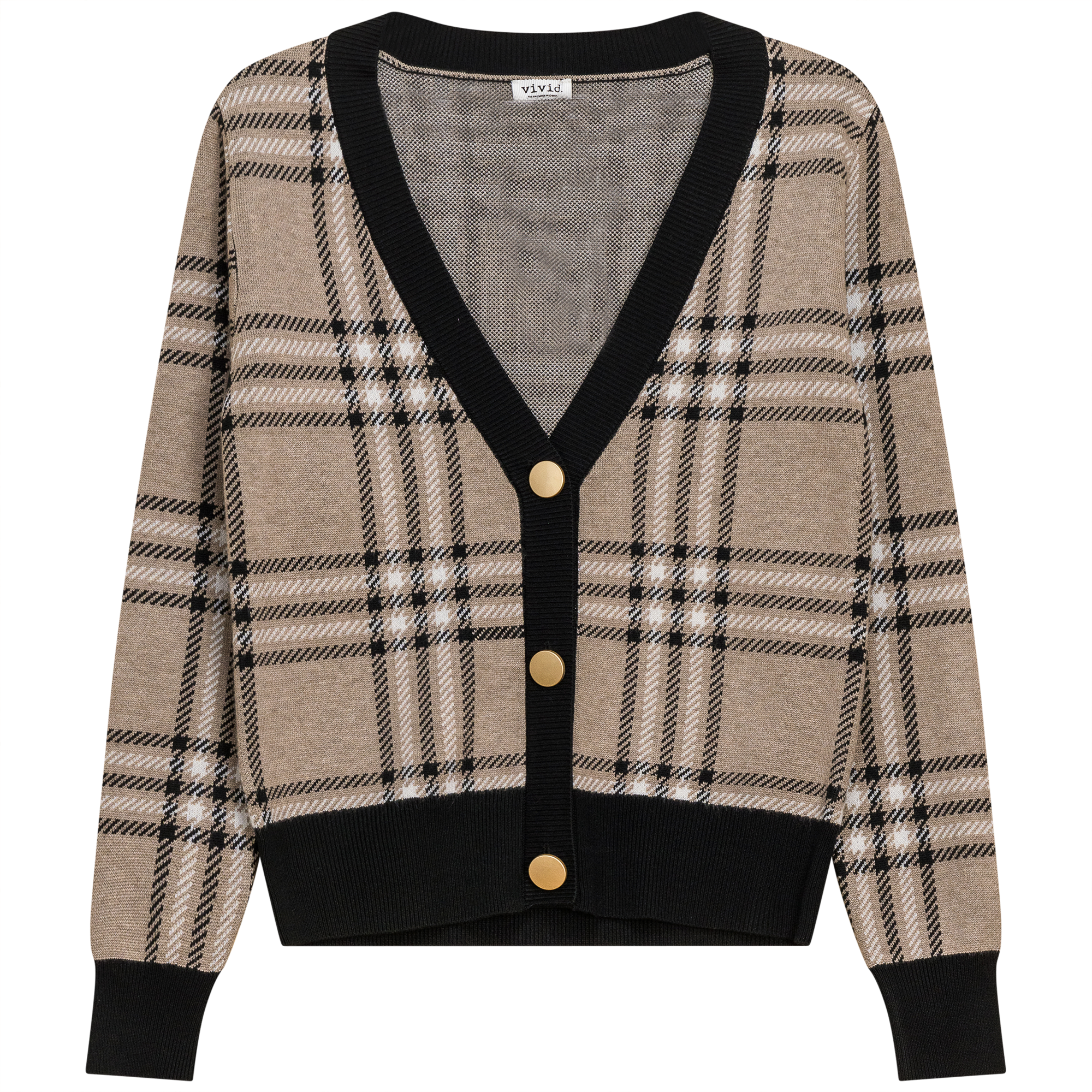 Cozy Plaid Knit Cardigan for Women - Soft & Warm Winter Sweater - Perfect for Casual Outfits, Office Wear & Fall Layering