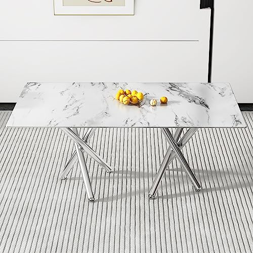 White Marble+silver Legs