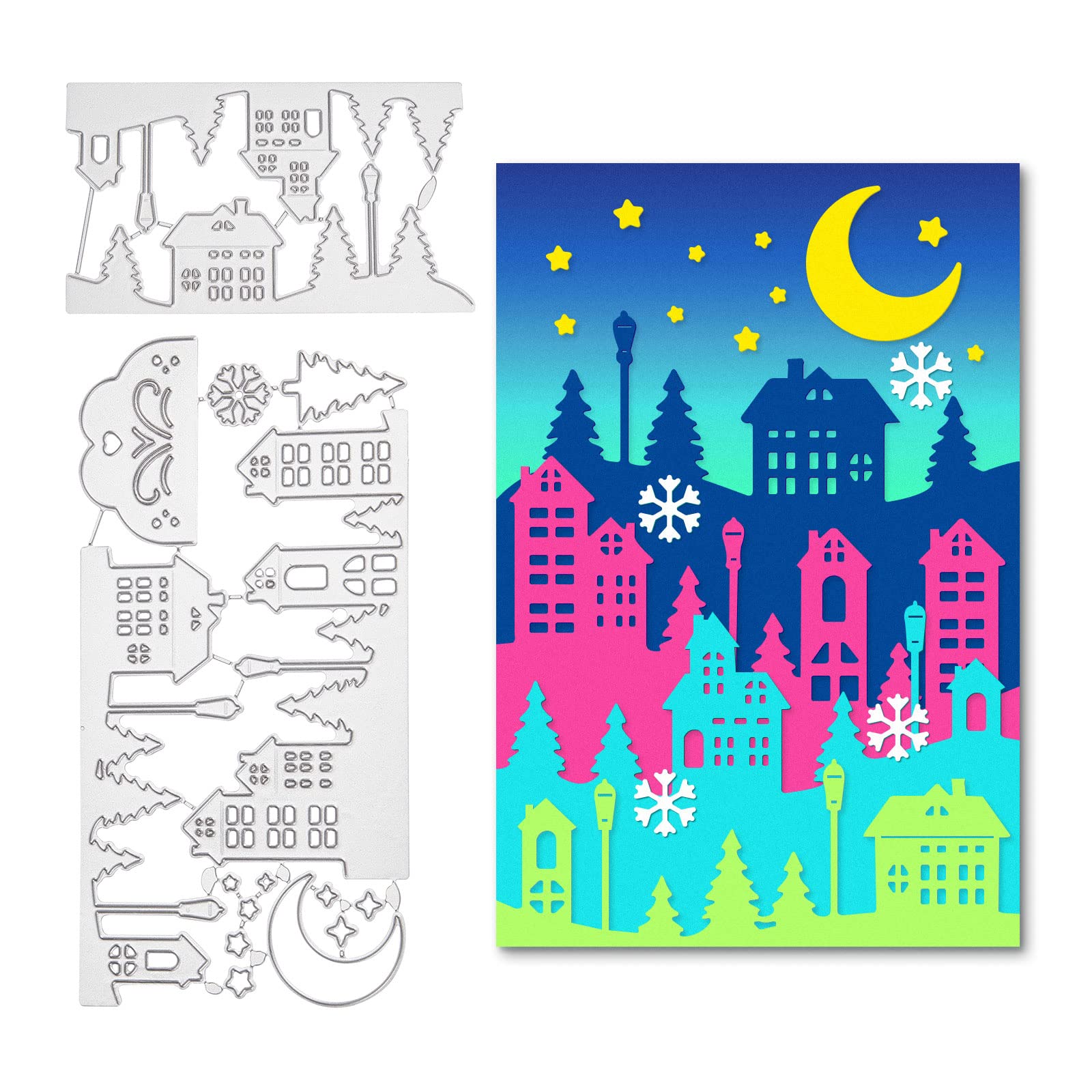 Christmas Winter House & Snowflake Cutting Dies for DIY Scrapbooking, Album Decorations, Greeting Cards | Fairy Tale House Paper Craft Dies | Perfect for Holiday Card Making, Home Decor, and Winter-Themed Projects