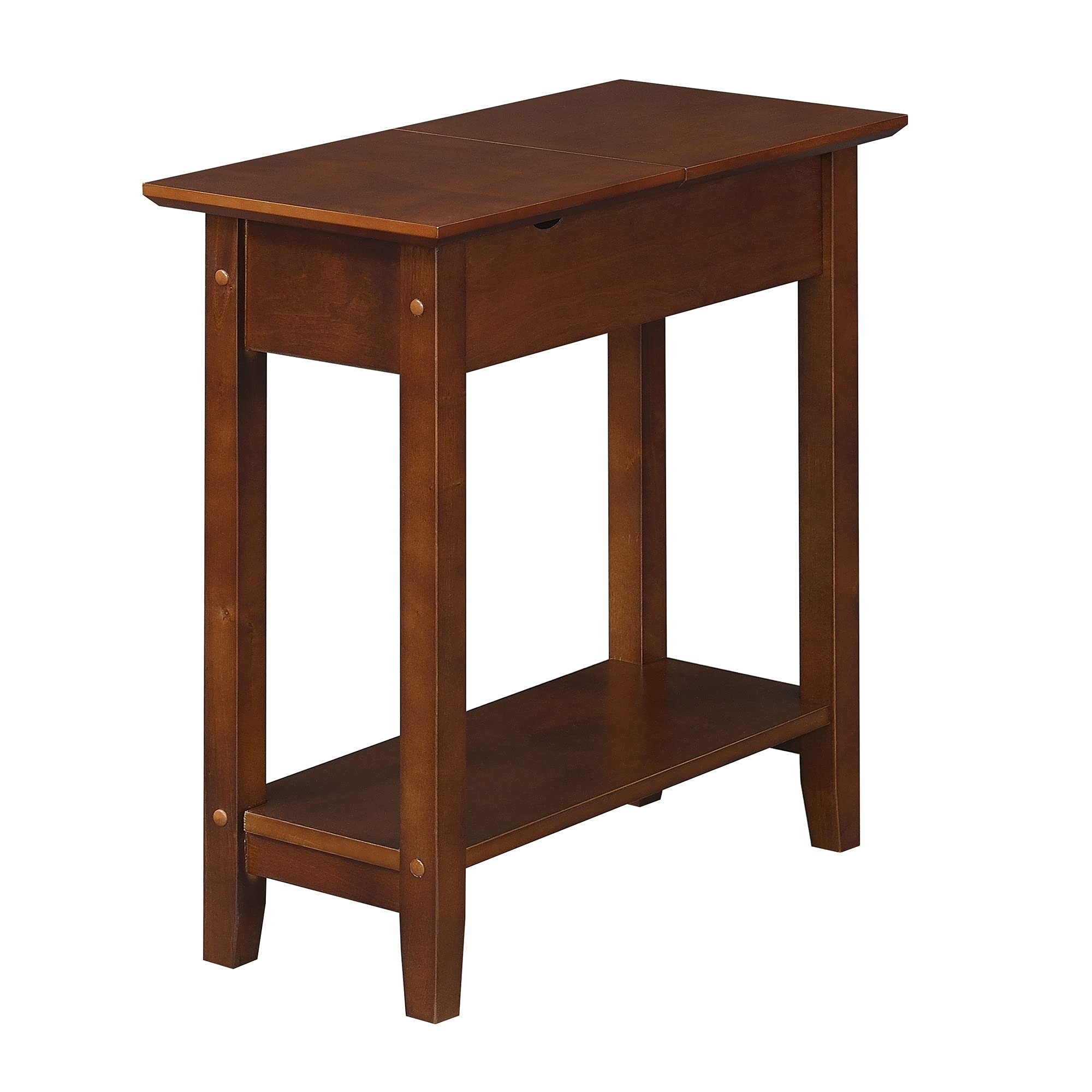Ergode American Heritage Flip Top End Table with USB Charging Station & Storage Shelf - Perfect for Living Room, Bedroom, or Office Use