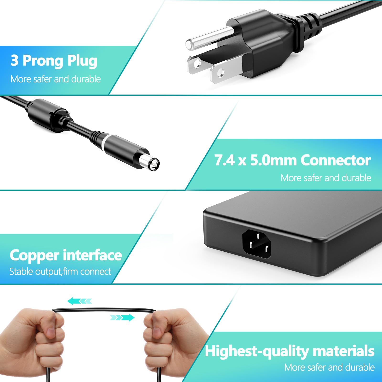 240W AC Power Adapter Charger for Dell G3 G5 G7 G15 G16 Gaming Laptops - Fast Charging Replacement Power Cord - Perfect for Gaming, Work & Travel