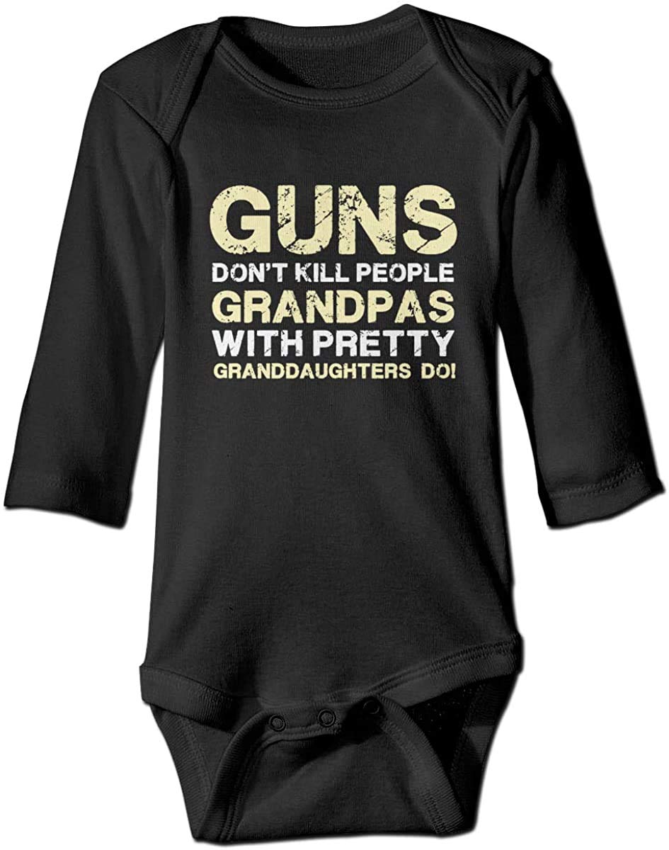 Funny Baby Bodysuit - 'Guns Don't Kill People, Grandpas with Pretty Granddaughters Do!' - Cute Outfit for Newborns & Infants - Perfect for Family Photos, Parties & Daily Wear