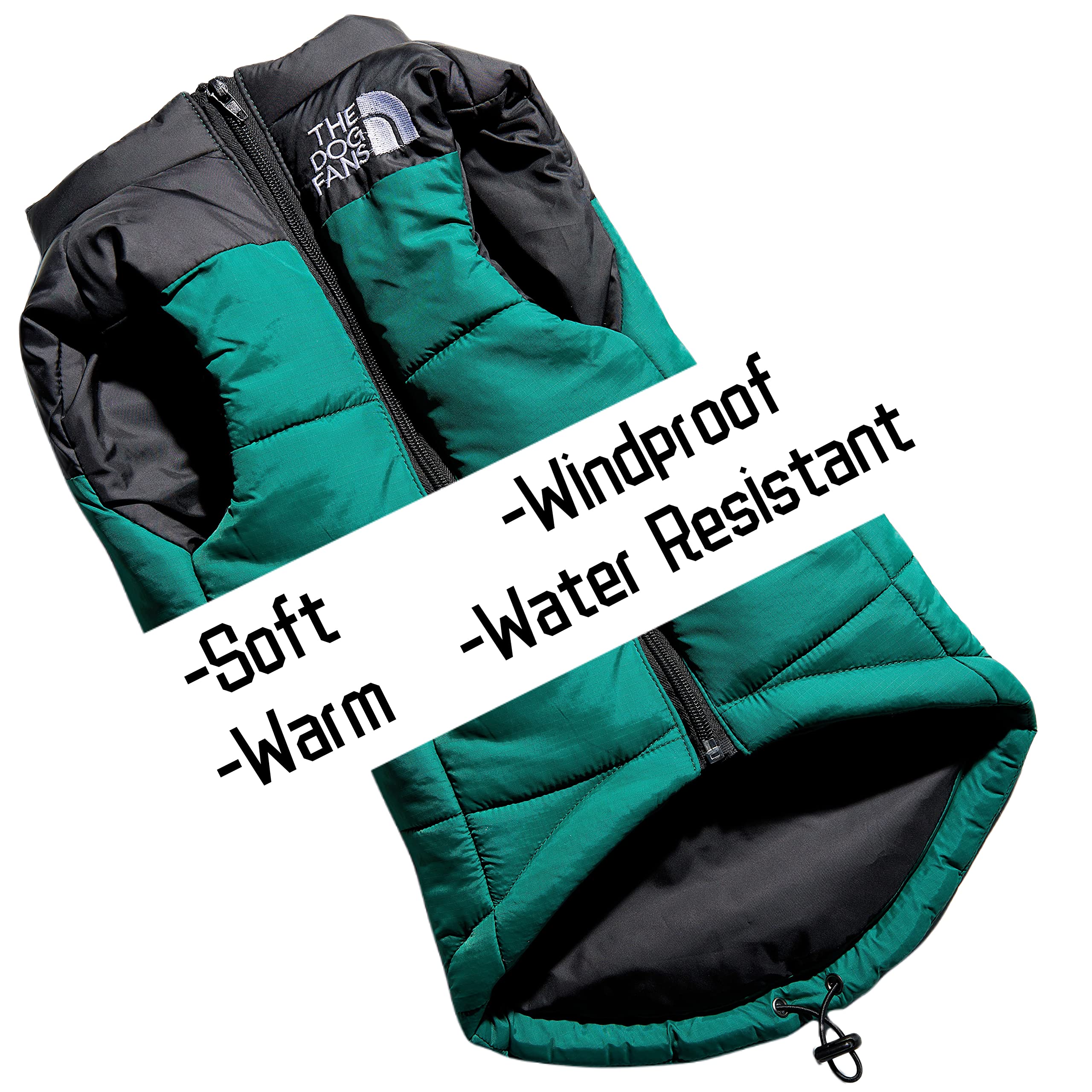 ChoChoCho Dog Puffer Vest - Warm Winter Coat for Small Medium Large Dogs & Cats - Waterproof Cold Weather Jacket for Puppies & Pets - Outdoor Snow Adventures & Daily Walks (Green, Size S)