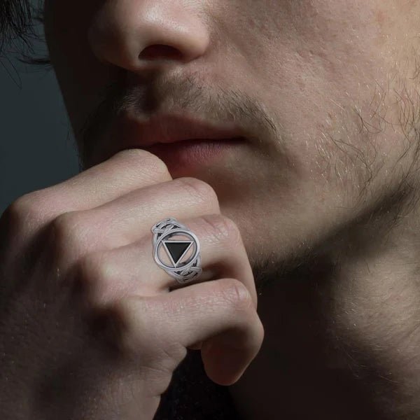 AA Recovery Inlaid Silver Ring TRI1273 - Elegant Sterling Silver Jewelry for Women, Perfect for Everyday Wear, Gifts & Special Occasions