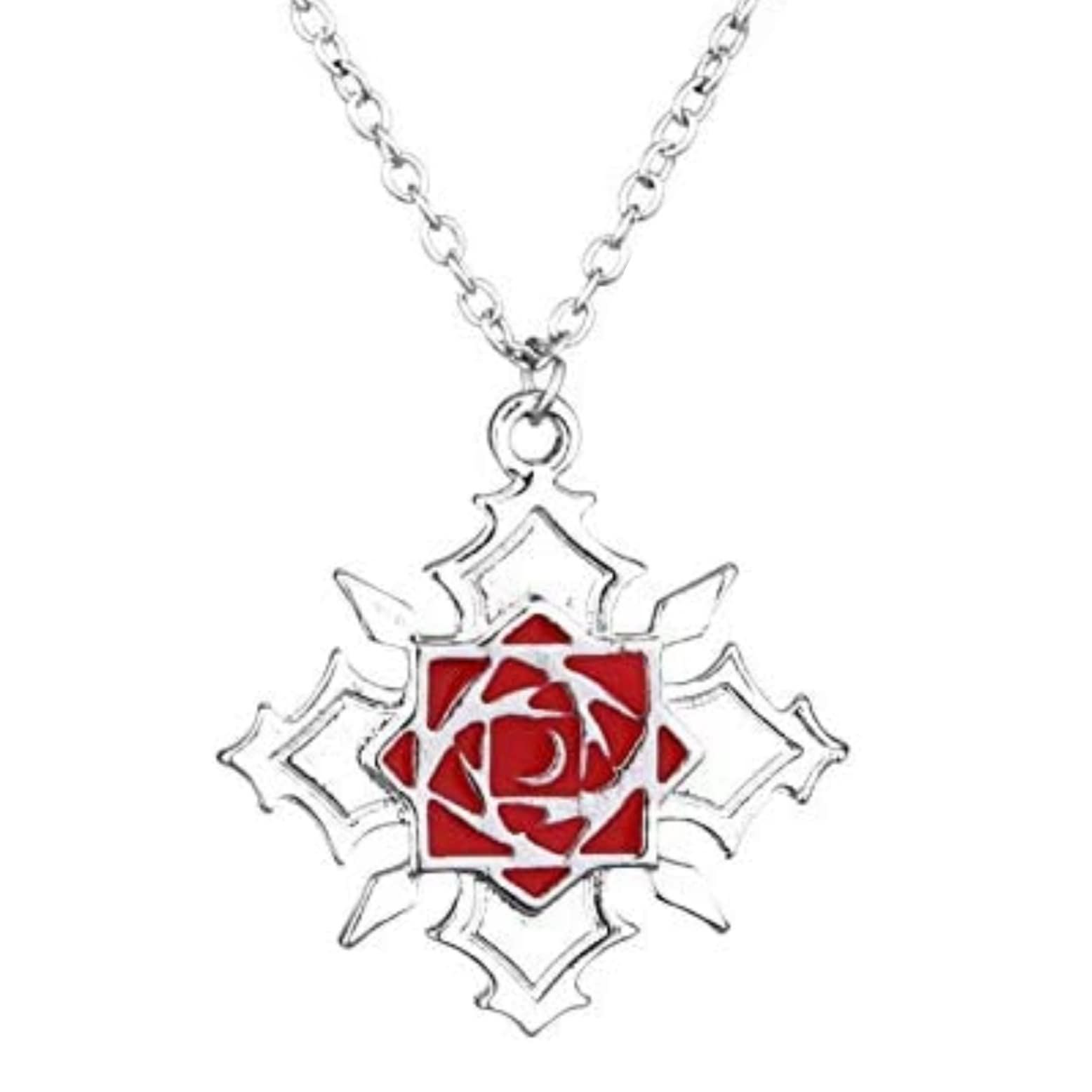 Davitu Anime Vampire Knight Rose Cross Silver Choker Necklace - Gothic Jewelry for Women & Men | Perfect for Cosplay, Halloween Costumes & Vampire-Themed Parties (Metal Color: Vampire Knight Rose)