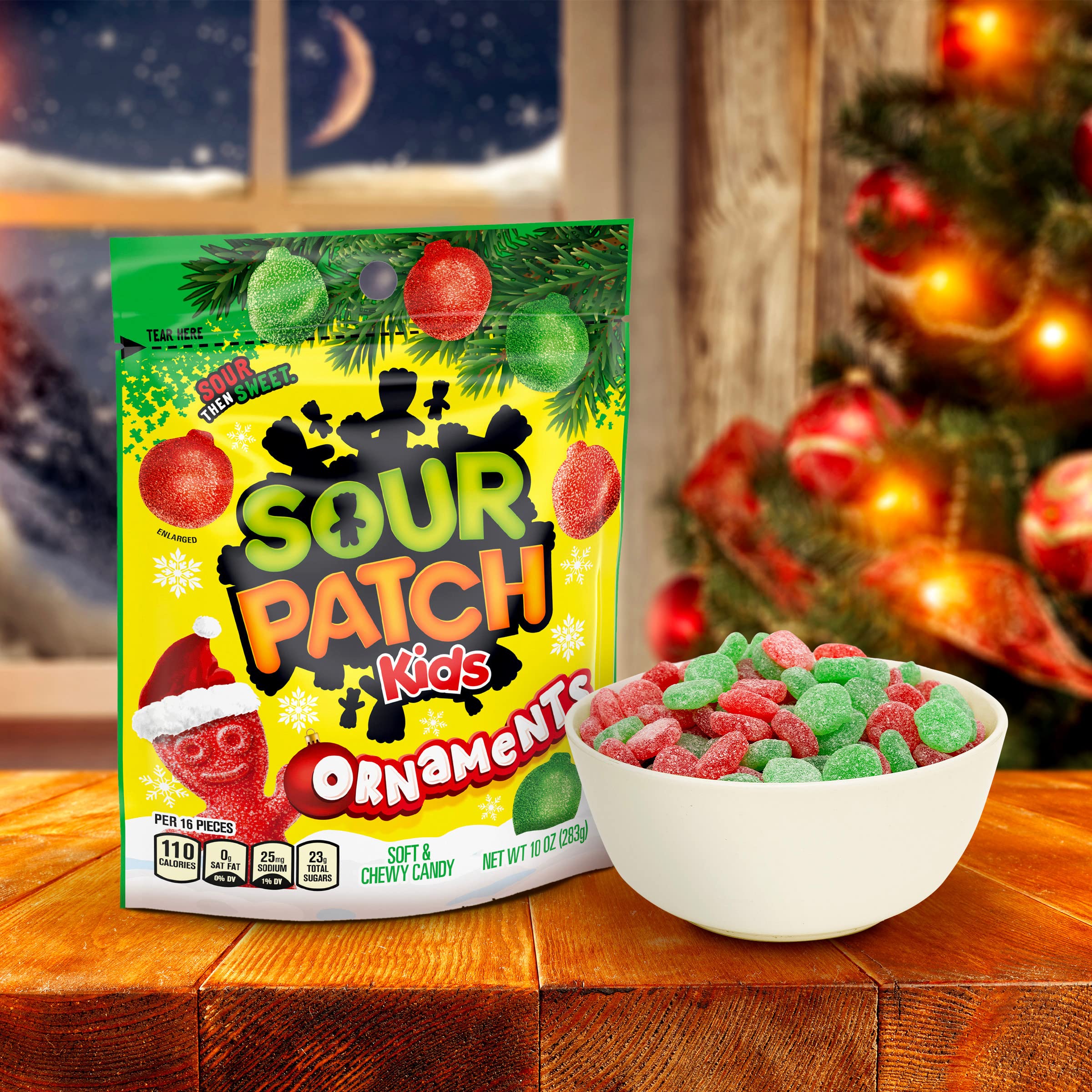 Sour Patch Kids Holiday Candy - Soft & Chewy Sour & Sweet Gummy Treats, 10 oz Bag - Perfect for Christmas Stocking Stuffers, Party Favors & Office Snacks