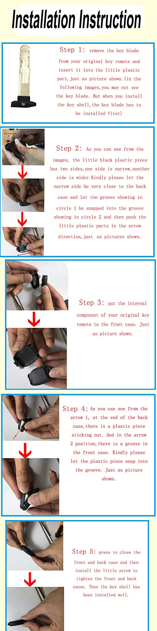 Honda Key Fob Shell Replacement for 2003-2012 Accord, 2006-2013 Civic EX, 2009-2015 Pilot, 2005-2006 CR-V - Keyless Entry Remote Case Cover with Screwdriver & Keyring (3+1 Button, Black) - Perfect for Car Key Protection & Easy DIY Installation