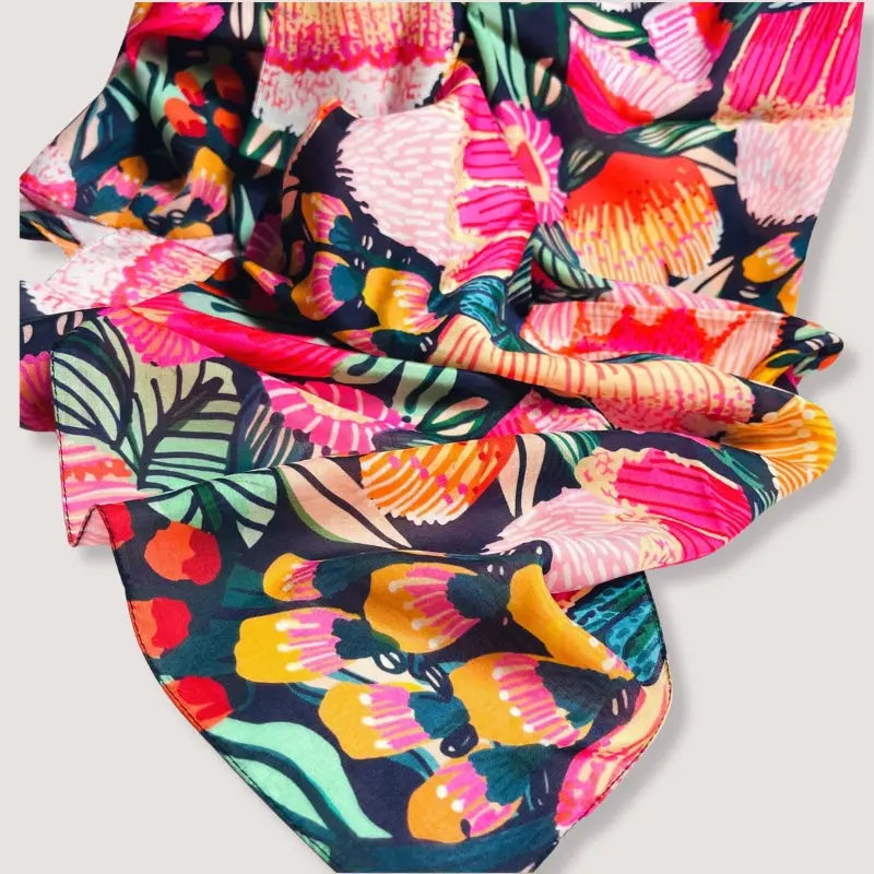 Flowers of Oz Silk Scarf - Elegant Floral Print Fashion Accessory for Women | Perfect for Parties, Weddings & Everyday Wear