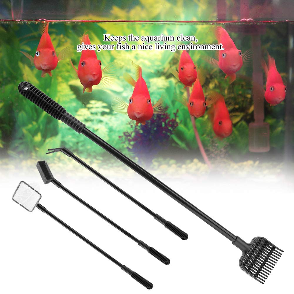 TOPINCN 4-in-1 Aquarium Cleaning Kit - Fish Tank Cleaner Brush Set with Algae Scraper, Gravel Cleaner & Net - Portable Maintenance Tools for Freshwater & Saltwater Tanks (Perfect for Home Aquariums & Fish Tank Cleaning)
