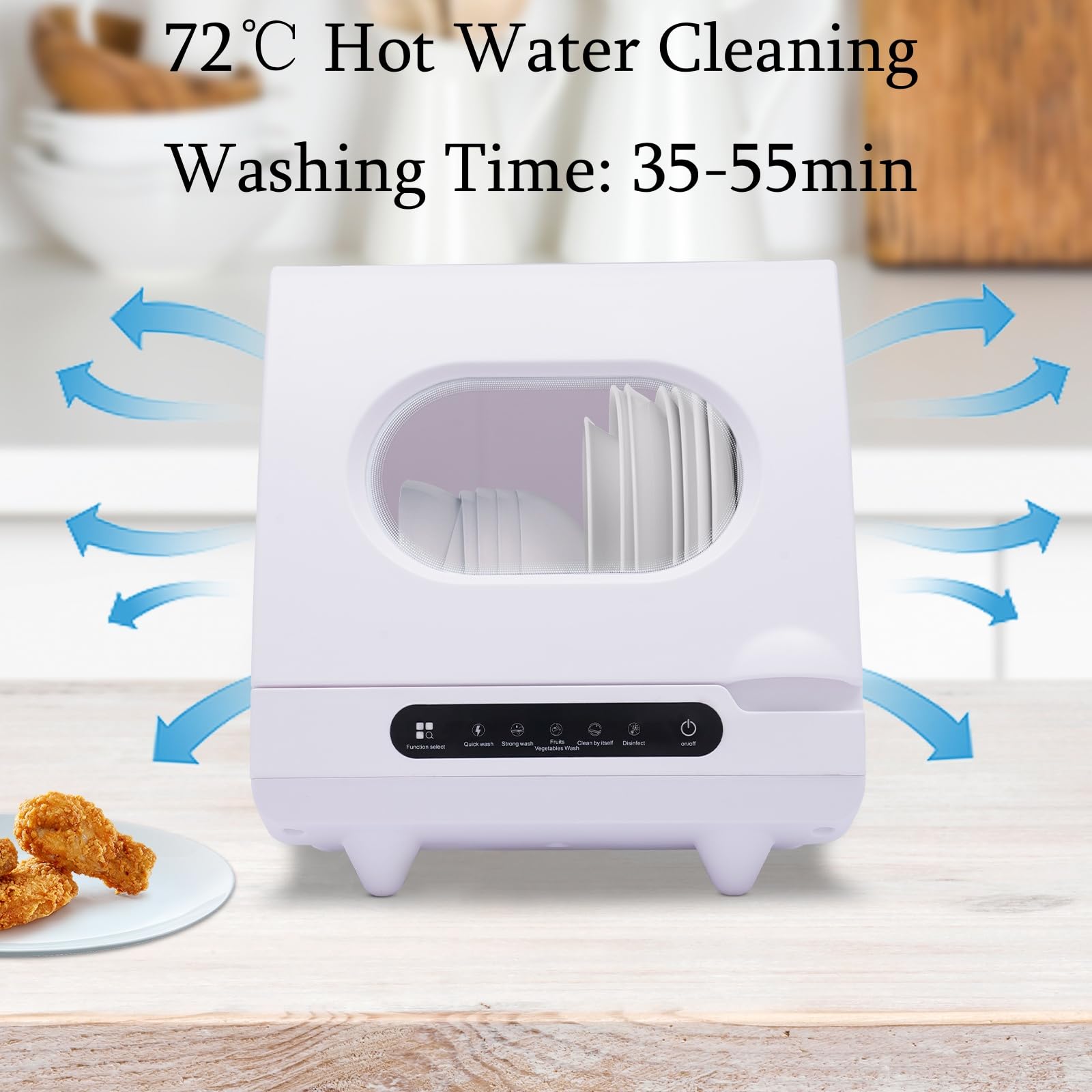 Portable Countertop Dishwasher with Built-in Water Tank - 1200W Compact Dishwasher with 5 Wash Programs & 360° Spray Arms for Deep Cleaning - Ideal for Small Apartments, Dorms, RVs, Boats & Camping - Perfect for Kitchenettes, Tiny Homes & Off-Grid Living