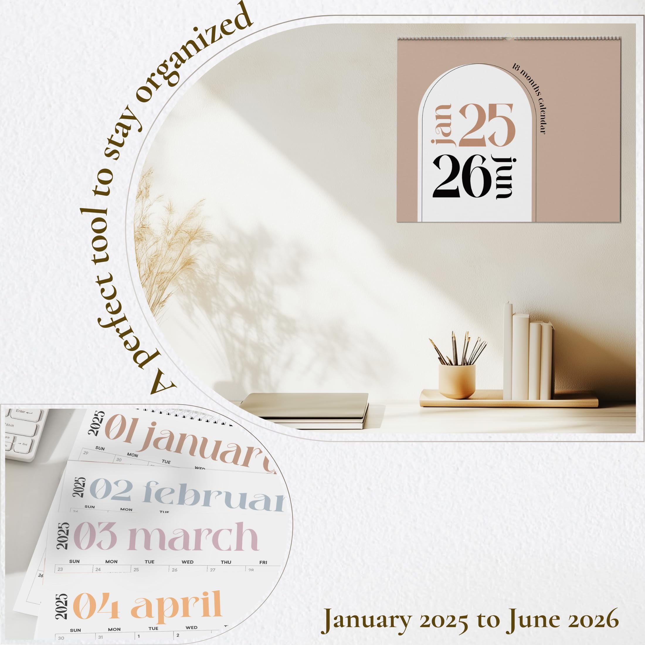2025-2026 18-Month Hanging Wall Calendar (Jan 2025-Jun 2026) - 13.5