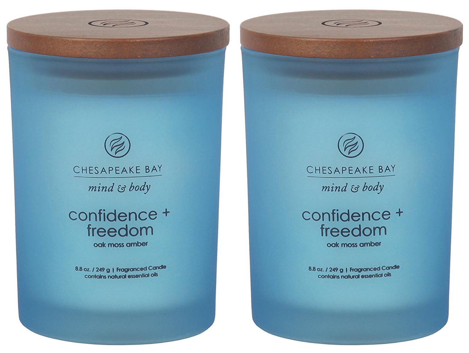 Best-Selling Chesapeake Bay Scented Candles - Confidence + Freedom (Oak Moss Amber) 2-Pack, Long-Lasting Soy Wax Aromatherapy Candles for Home, Office & Relaxation