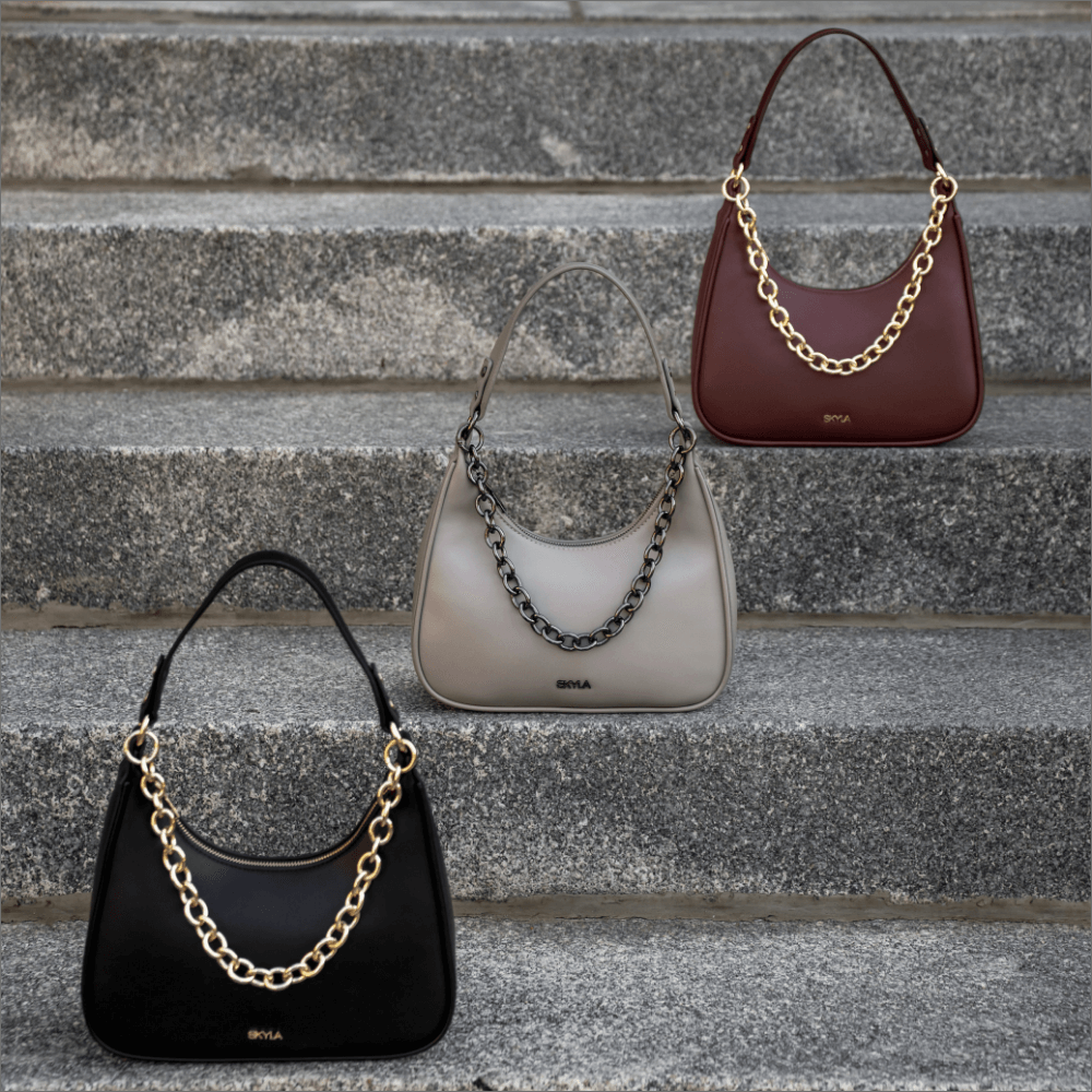 Charlie Vegan Leather Shoulder Bag for Women | Crossbody Purse Handbag | Auburn Brown | Fashionable & Durable | Perfect for Work, Travel & Everyday Use
