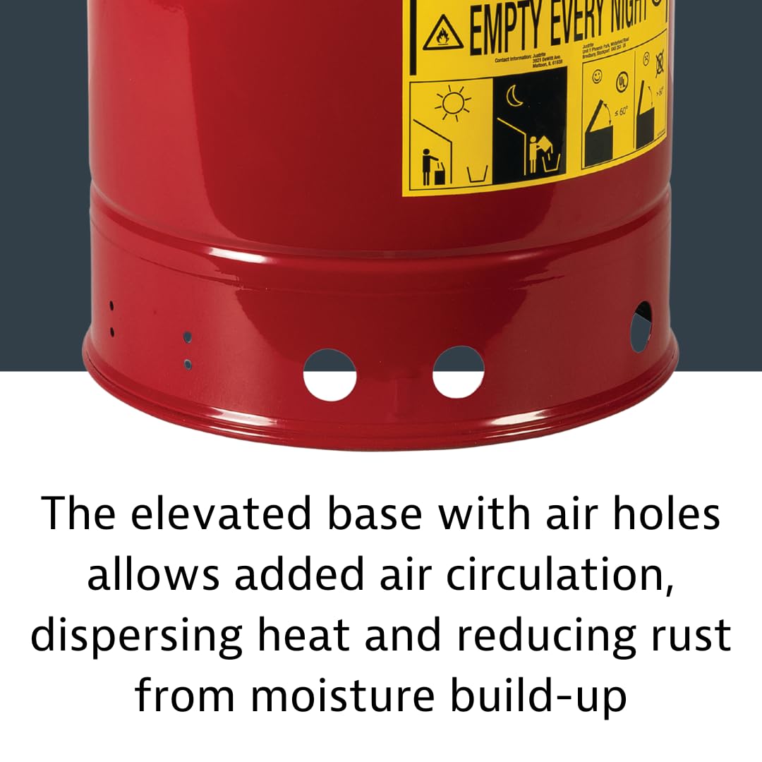 Justrite 21 Gallon Galvanized Steel Oily Waste Can with Self-Closing Lid - 23.5