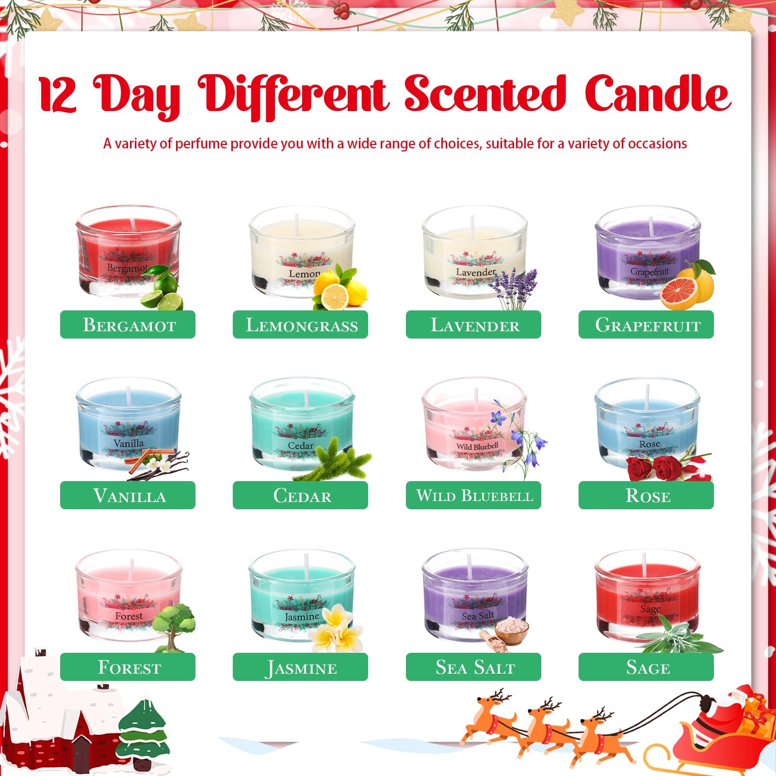 12 Days Christmas Advent Calendar 2025 - Scented Soy Wax Candles Gift Set for Women, Perfect for Holiday Countdown & Home Decor