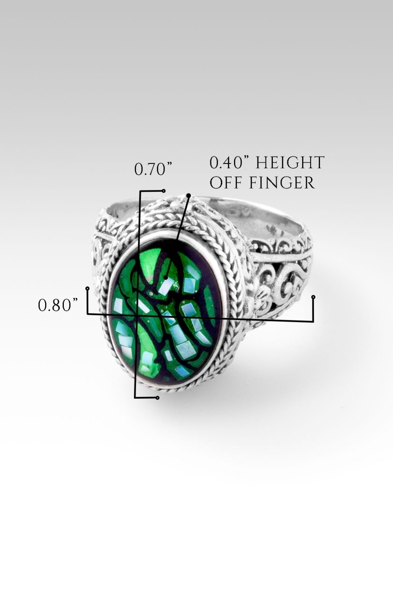 Green Leaf Mother of Pearl Mosaic Everlasting Presence Ring™ - Elegant Jewelry for Women, Perfect Gift for Mother's Day, Anniversary & Special Occasions