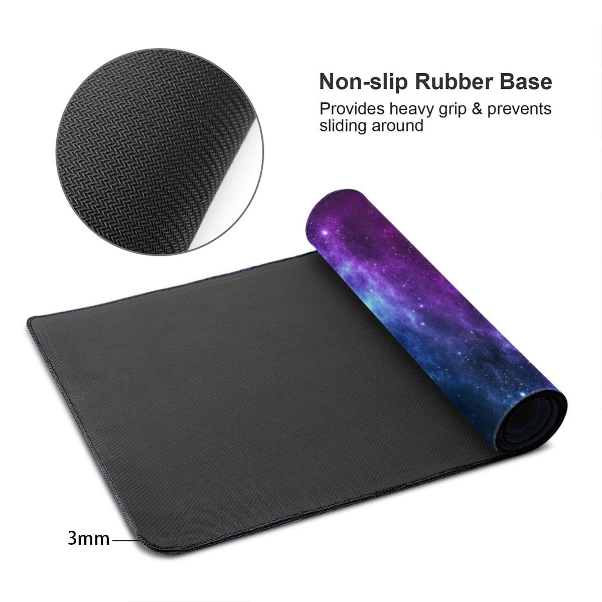 Blue Galaxy Gaming Mouse Pad - Large Non-Slip Rubber Base with Stitched Edges, Waterproof Desk Protector for Office, Home & PC Gamers | Perfect for Computer Work, Gaming Setups & Home Office Desks