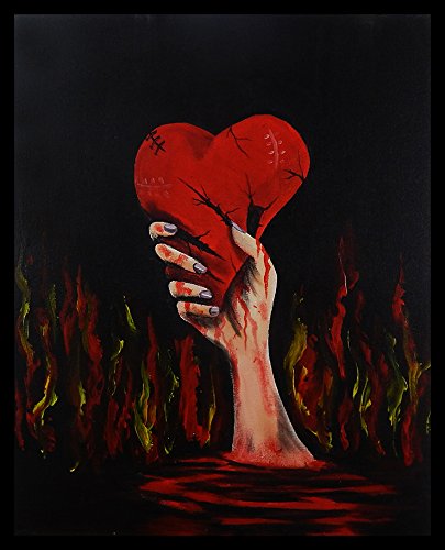 FRAMED Broken Heart by Ed Capeau - 30x24 Inch Giclee Art Print Poster, Pop Art Wall Decor for Living Room, Bedroom - Love Hate Emotions, Romantic Gift for Couples, Valentine's Day Present