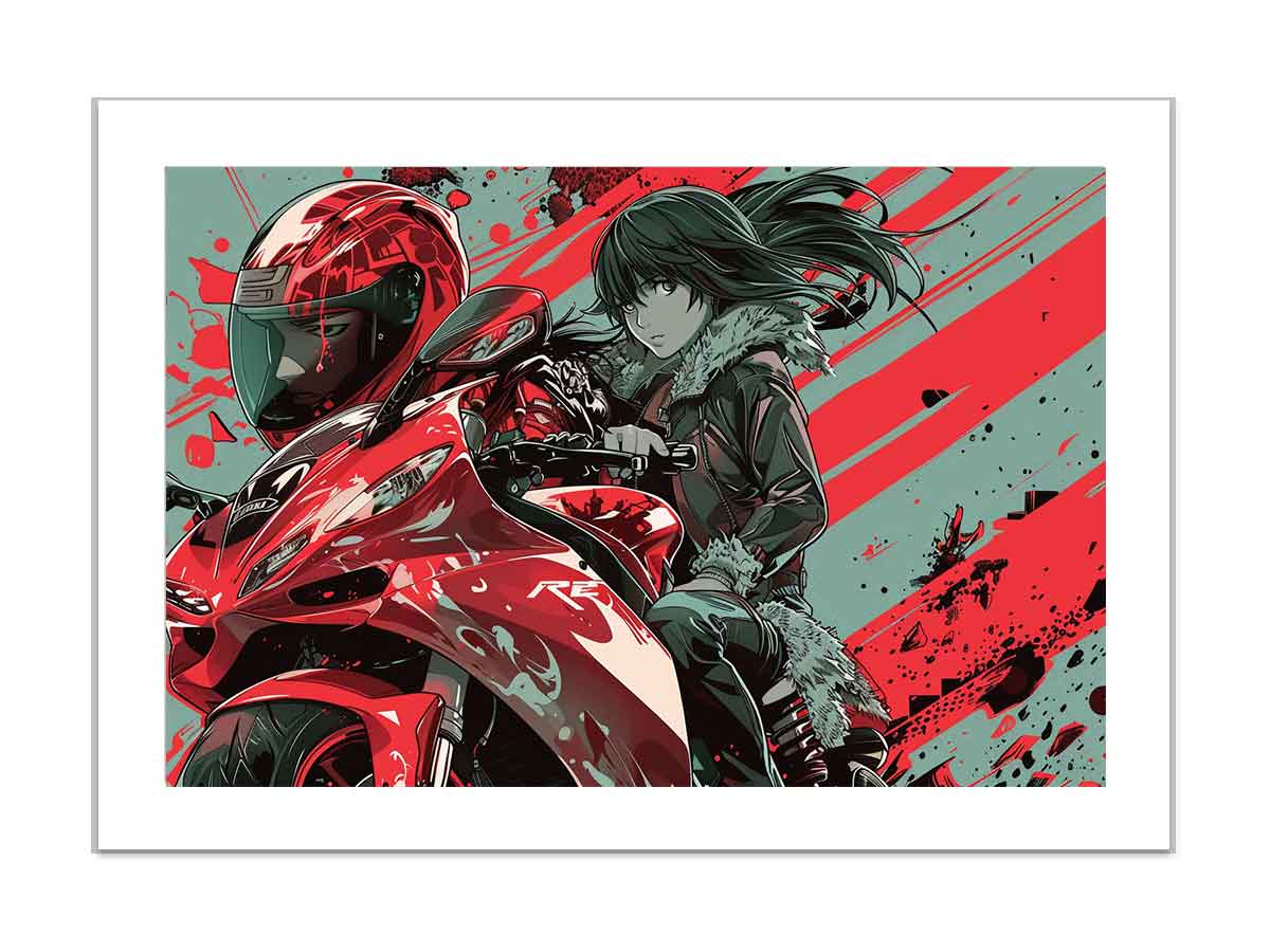 Anime Bike Framed Print - Stylish Wall Art Decor for Anime Fans, Living Room, Bedroom & Office - Perfect Gift for Anime Lovers
