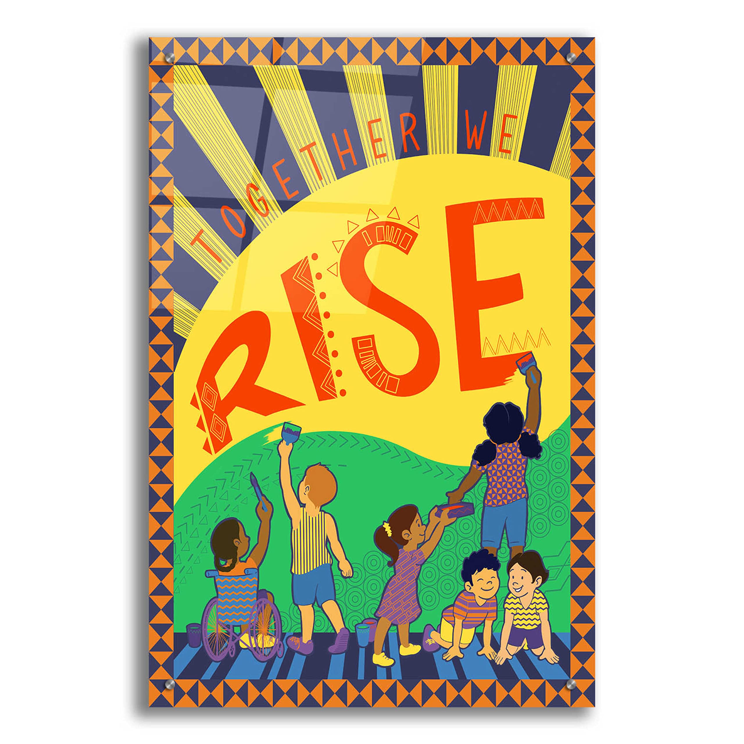 Epic Art 'Together We Rise' by Kris Duran - 24x36 Inch Acrylic Glass Wall Art Painting - Modern Home & Office Decor for Living Room, Bedroom, or Workspace