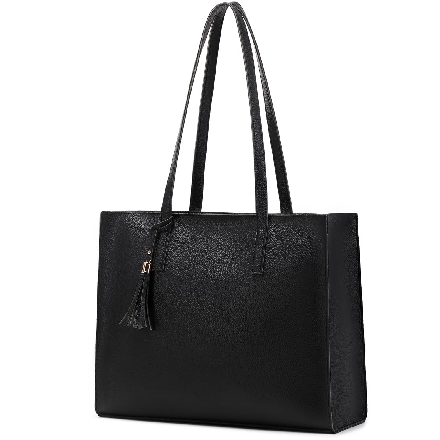MORGLOVE Women's Large Zip Tote Bag with Pockets - Fashion Handbag for Work, Travel & School (Black)