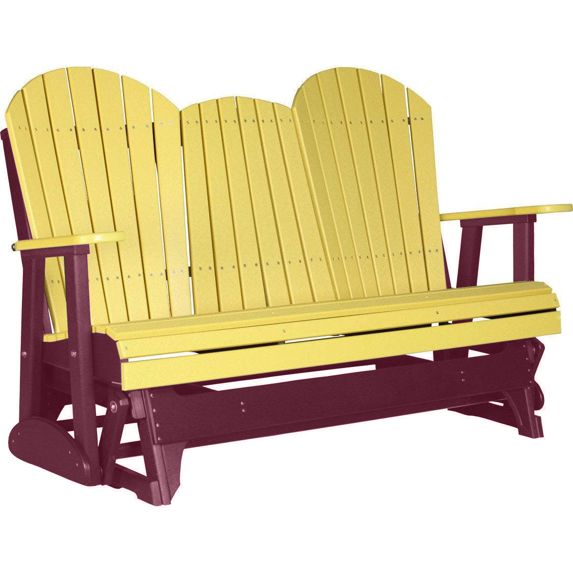 LuxCraft 5 ft. Yellow Recycled Plastic Adirondack Outdoor Glider Chair - Perfect for Patio, Garden, Poolside & Backyard Relaxation