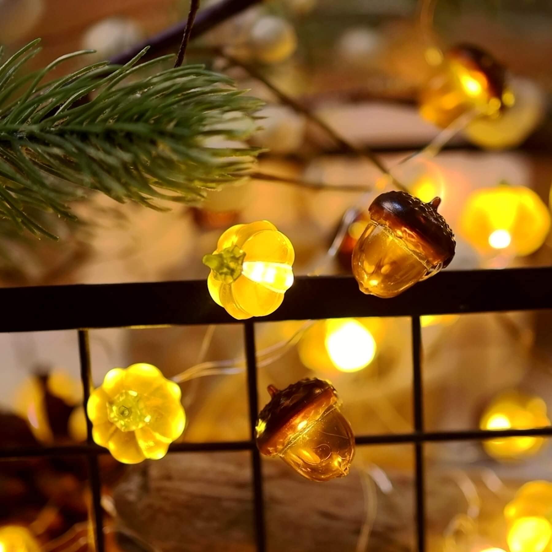 Belniak 30 LED Fairy String Lights - 10 ft Battery Operated Acorn & Pumpkin Autumn Lights for Harvest Decor, Bedroom, Wedding, Birthday | Perfect for Fall Home Decor, Thanksgiving Centerpieces & Cozy Ambiance