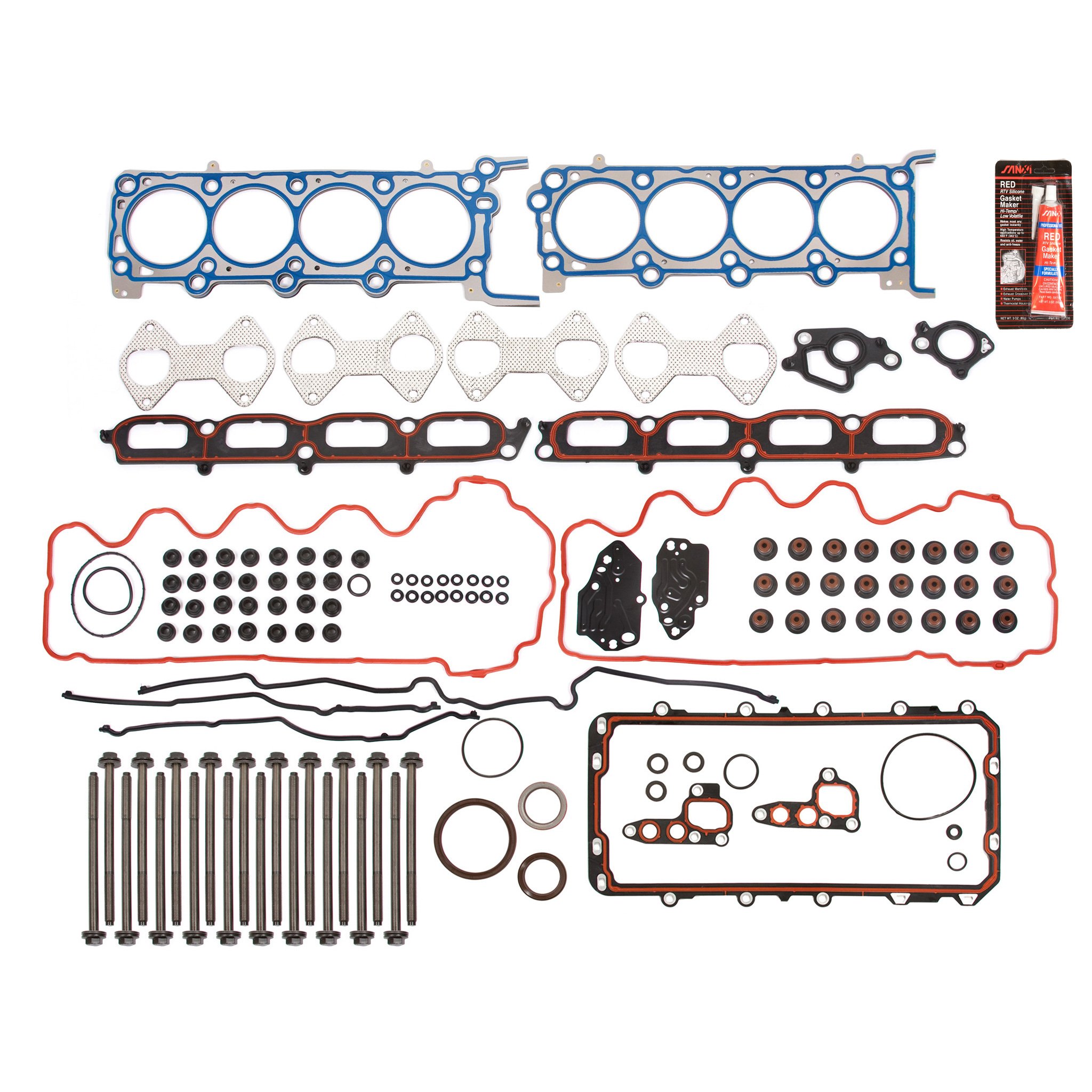 Full Gasket Set with Head Bolts Compatible with 2007-2012 Ford Expedition F150 F250 5.4L Triton V8 Engine - Perfect for Engine Rebuild & Repair Kits