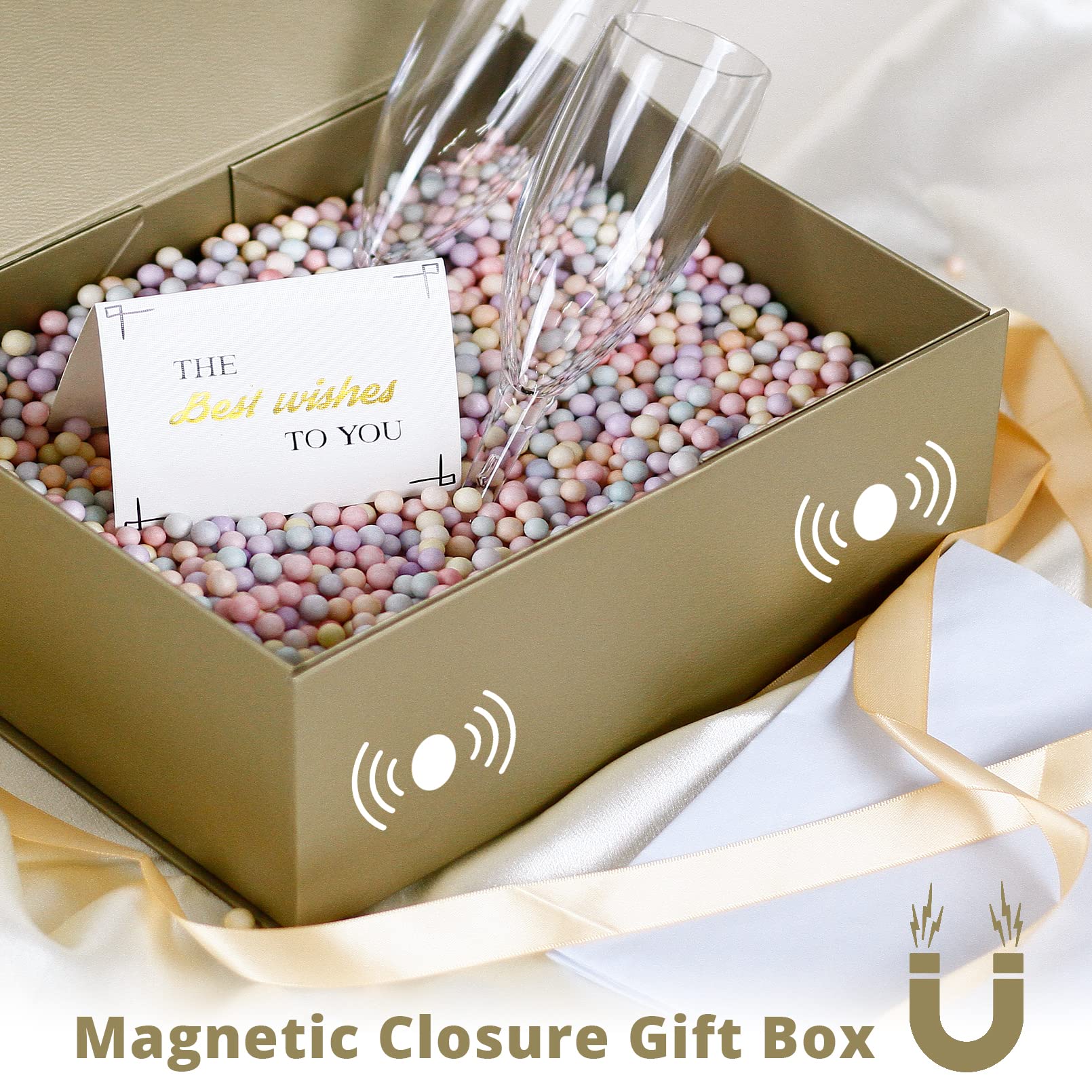 HavrePac 6 Pack Large Luxury Gift Boxes with Lids 13.8x9x4.3 Inches - Magnetic Closure Present Packaging Box for Mother's Day, Birthday, Wedding, Party - Perfect for Jewelry, Cosmetics, and Special Occasion Gifts
