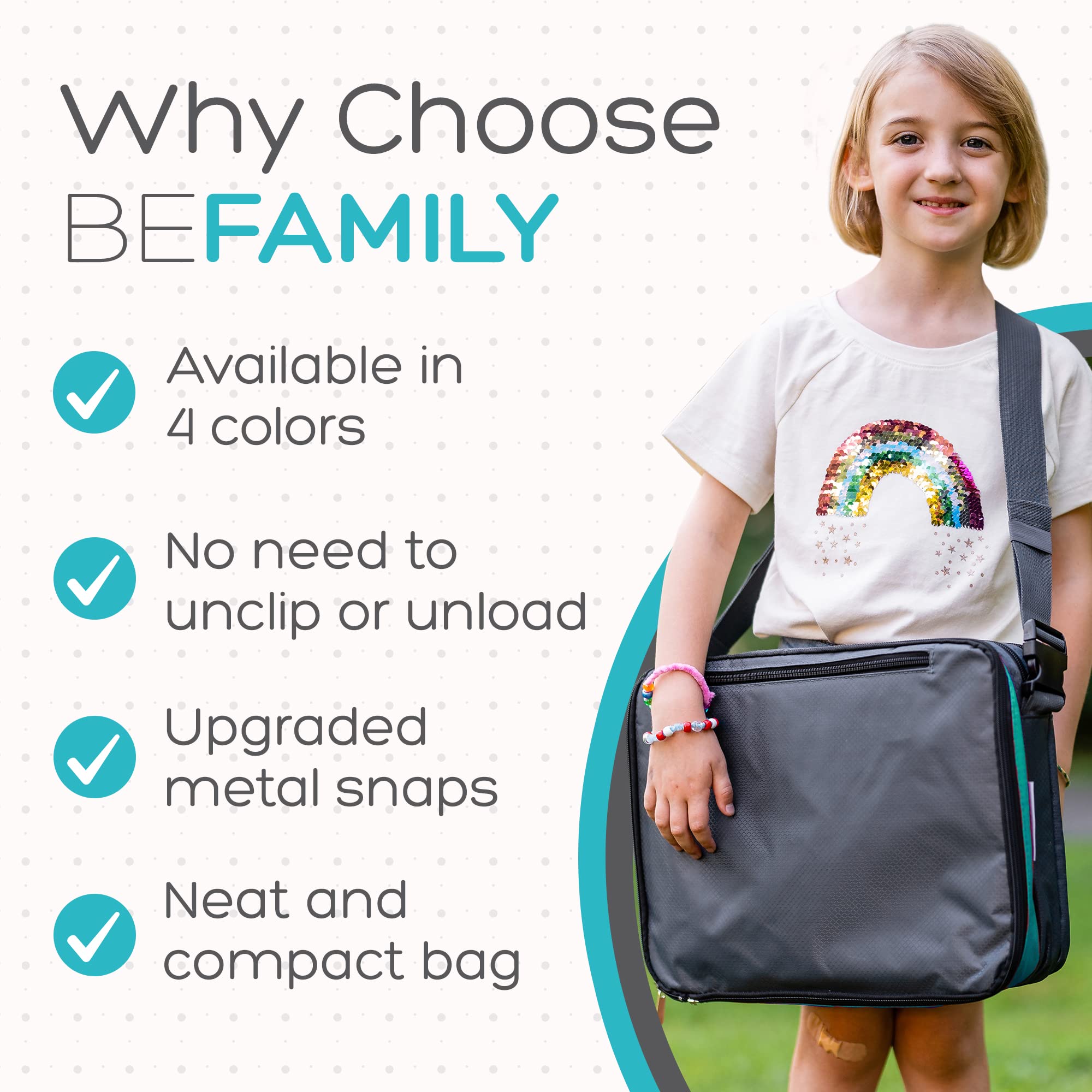 BE Family Travel Kids Car Seat Travel Tray - Portable Snack & Activity Tray for Toddlers - Teal Green Car Accessories for Children - Perfect for Road Trips, Snacks, Toys & Learning Activities