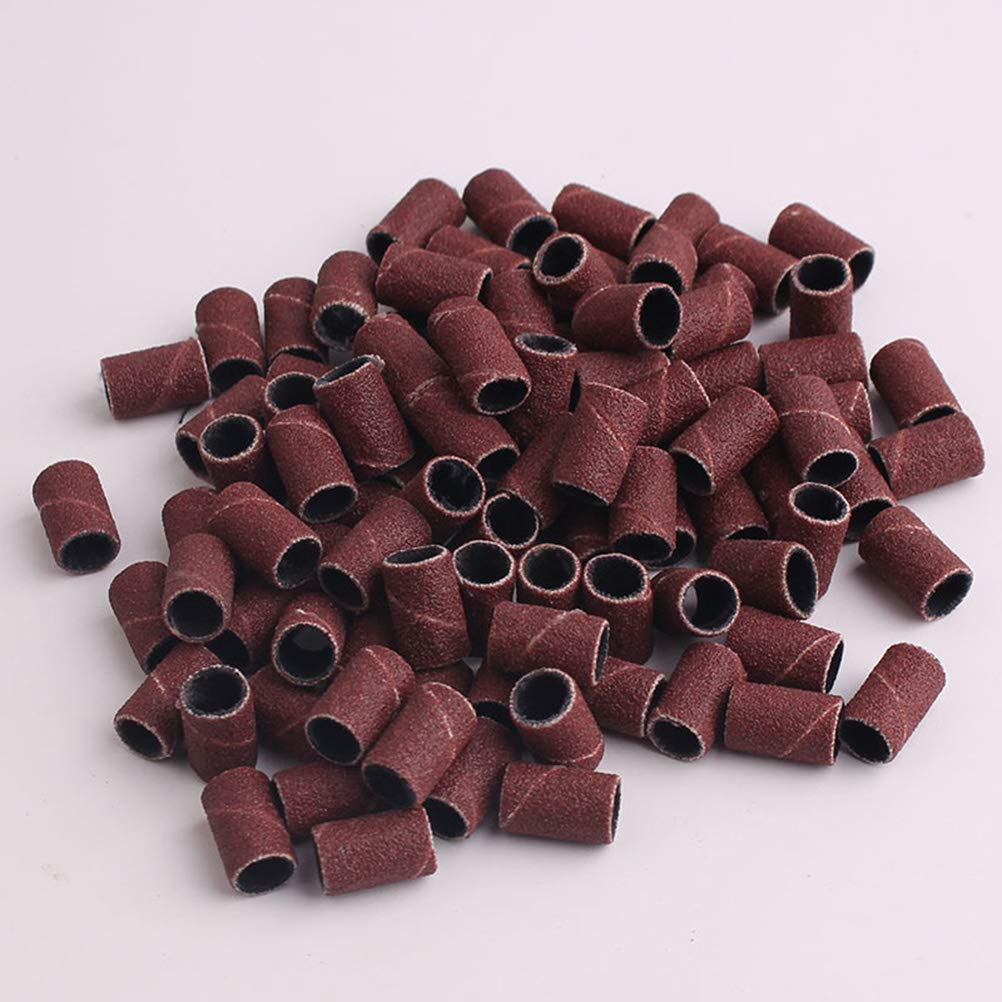 200pcs 180 Grit Nail Sanding Bands for Electric Drill Machine - Professional Manicure & Pedicure Tools with Frosted Roller Ring - Perfect for Nail Art, Toenail Filing & Salon Use at Home