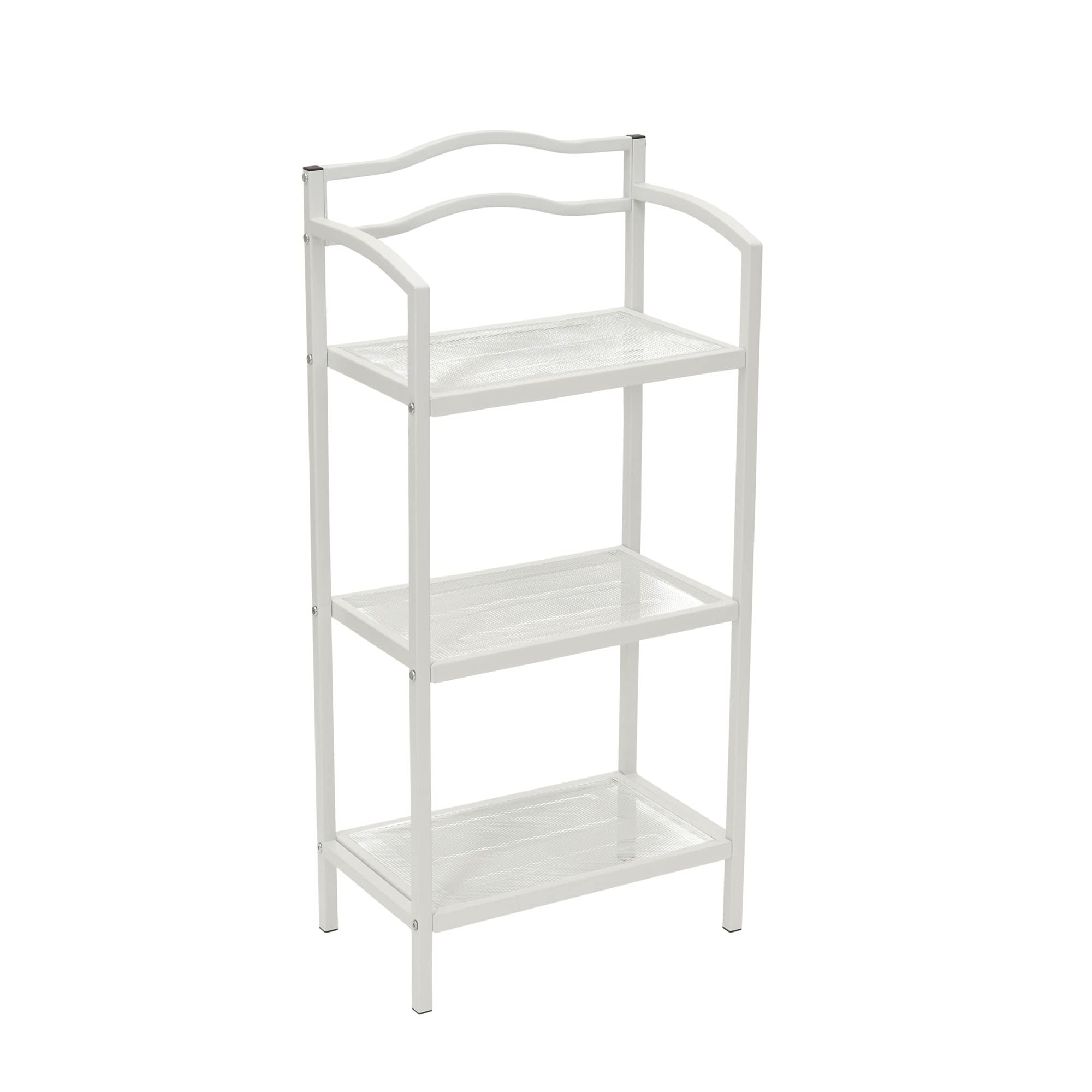 3-Tier Metal Bathroom Storage Shelf - Space Saving Organizer for Towels, Toiletries & Cosmetics | Rust-Resistant White Finish | Perfect for Small Bathrooms, Showers & Vanities