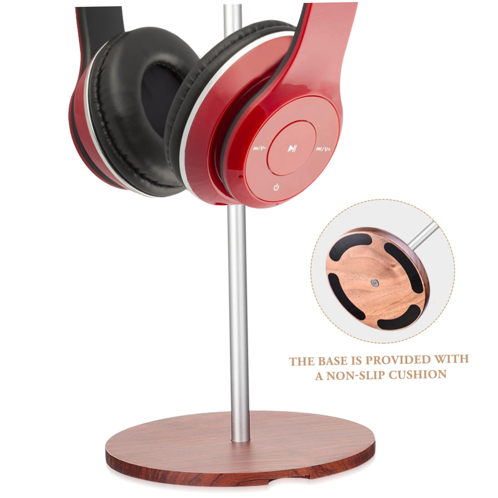 Premium Wooden Headphone Stand with Metal Base - Stylish Desk Organizer for Gaming Headsets, Office & Home Use - Perfect for Computer, Workstation & Household Decor