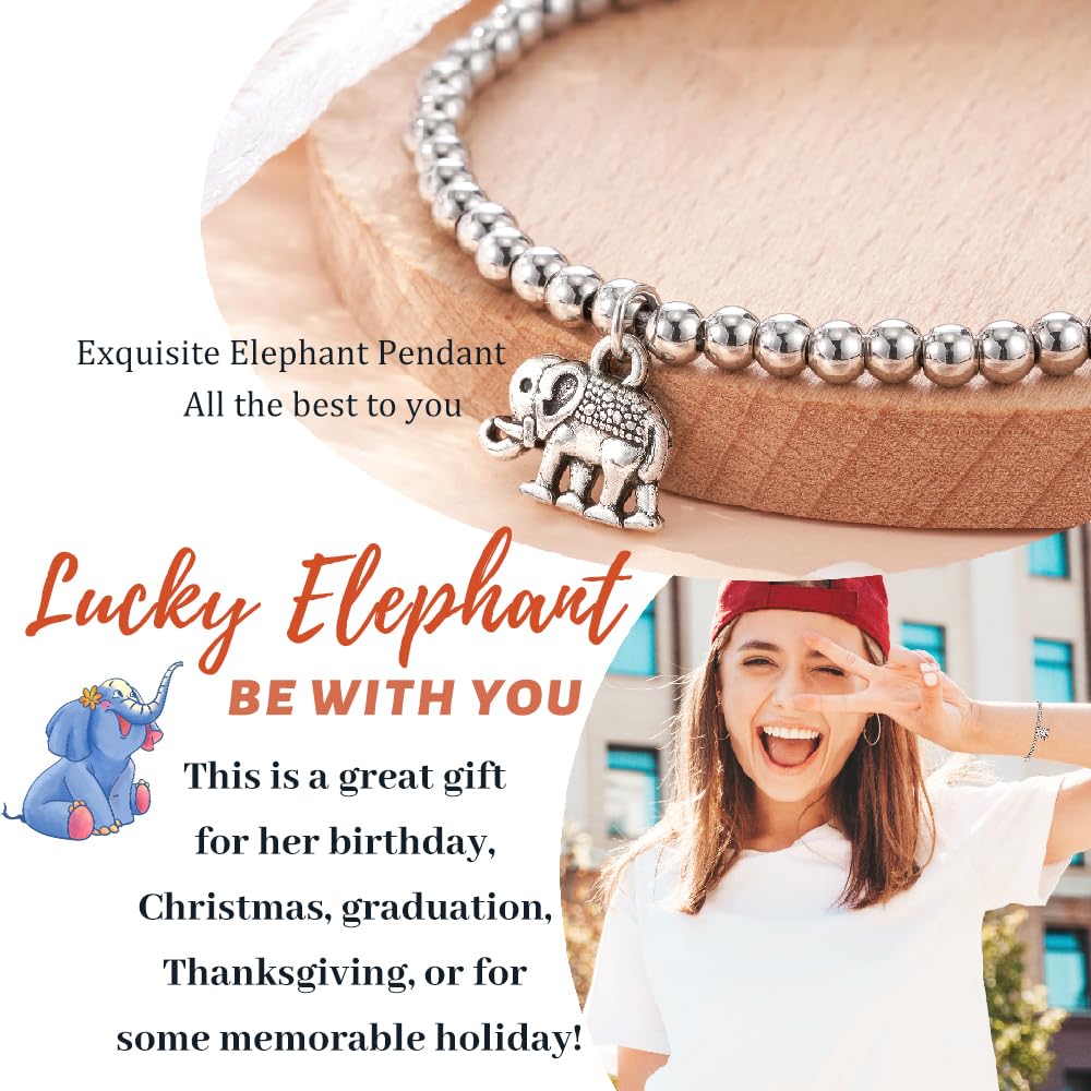 Lucky Elephant Charm Bracelet for Women & Girls - Thoughtful Friendship Gift for Good Luck & Positive Vibes | Perfect for Birthdays, Anniversaries & Everyday Wear