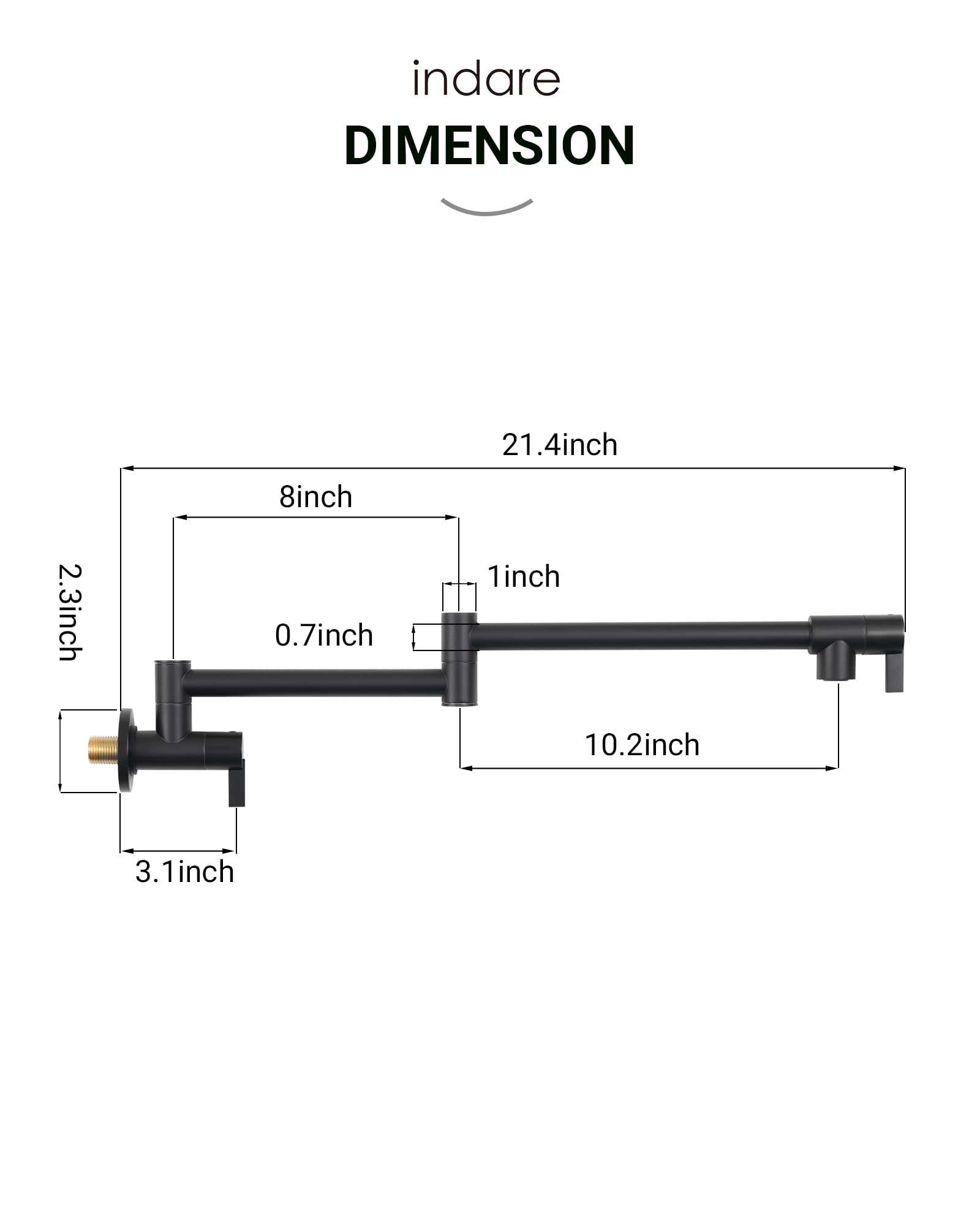 Premium Brass Wall Mount Pot Filler Faucet with Double Joint Swing Arms - Folding Kitchen Faucet for Easy Pot Filling - Ideal for Home Chefs & Busy Kitchens