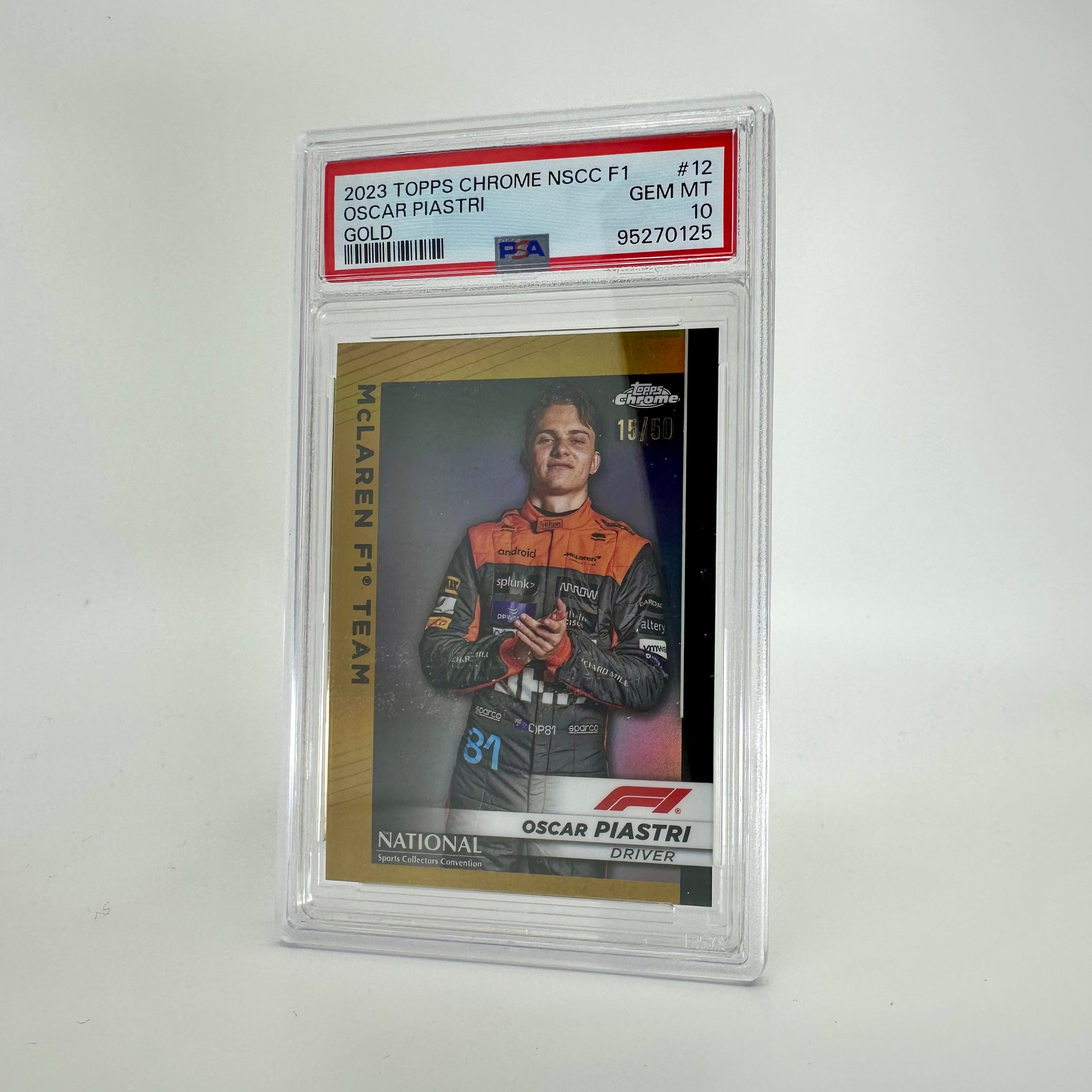2023 Topps Chrome Oscar Piastri #12 PSA 10 Gem Mint 15/50 Gold Refractor Rookie Card - Perfect for Collectors, Sports Memorabilia, and Investment