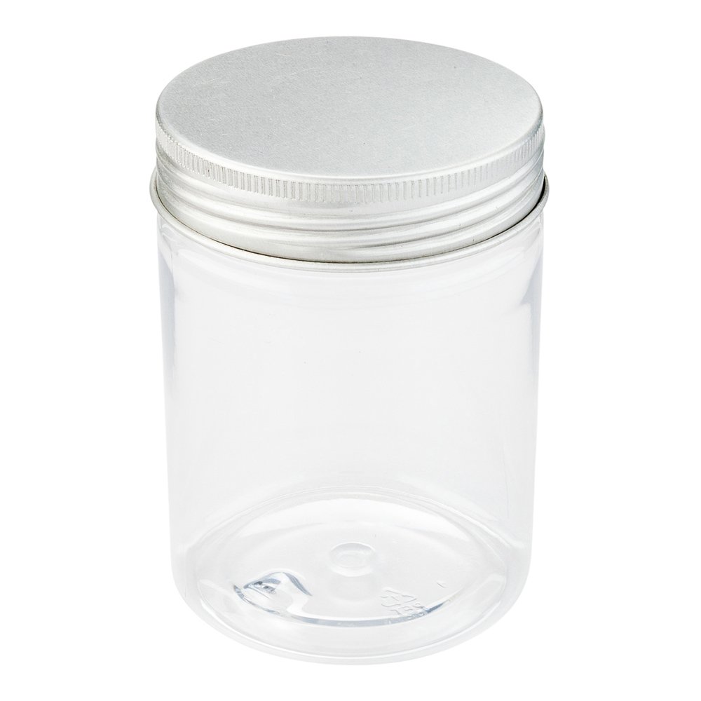 Restaurantware 8.5oz Plastic Mason Jars with Airtight Aluminum Lids - 100 Clear Round Food Storage Containers for Snacks, Candies, Ingredients | Perfect for Kitchen, Pantry, Party Favors & Bulk Food Storage