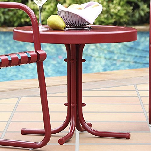 Premium Metal Outdoor Furniture Set - Durable Steel Patio Chairs, Loungers & Side Table in Coral Red | Weather-Resistant Garden & Poolside Relaxation Set | Perfect for Backyard, Deck & Outdoor Entertaining
