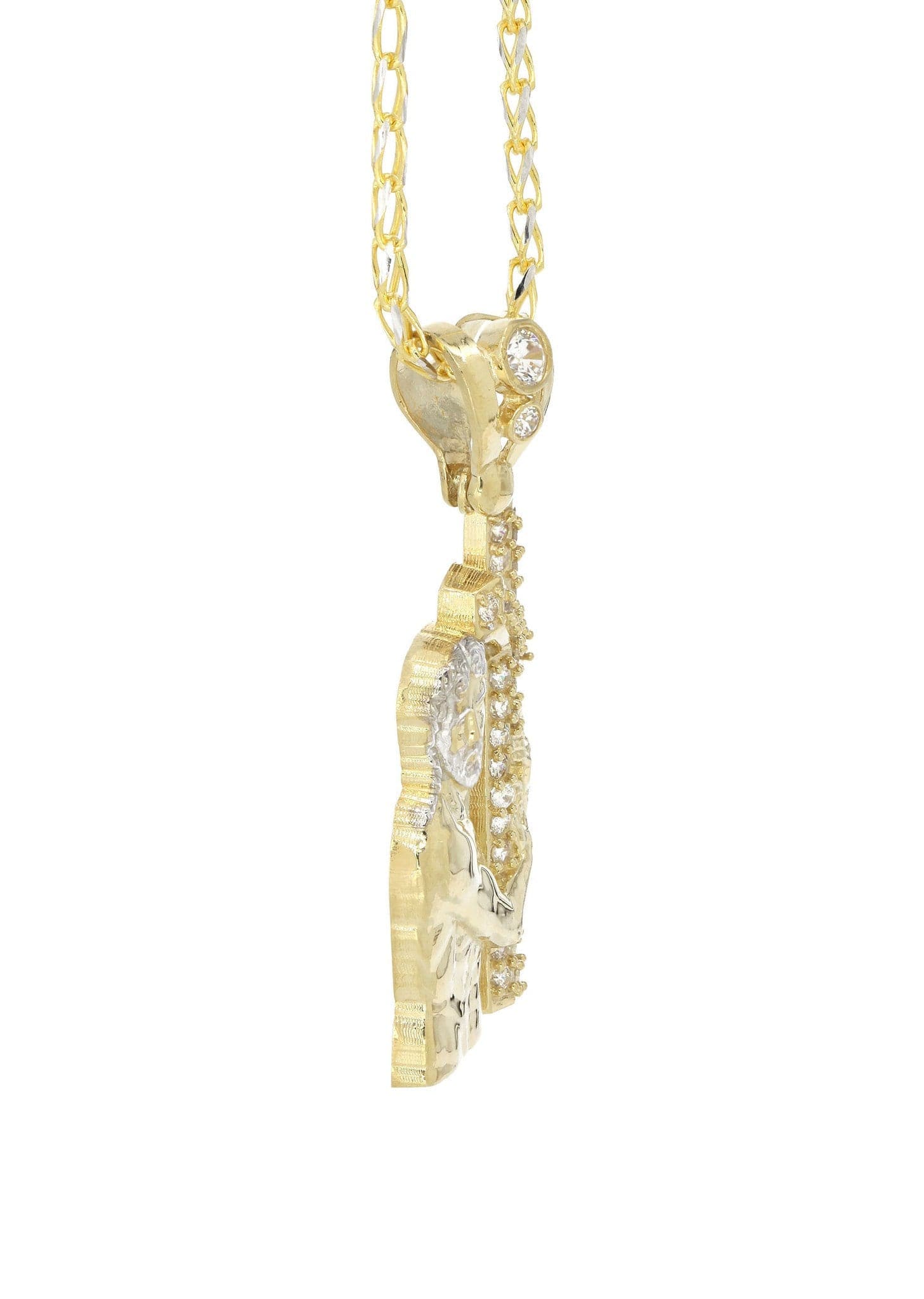 10K Yellow Gold Fancy Link Jesus Piece Chain Necklace - 14.6 Grams | Religious Jewelry for Men & Women - Perfect for Church, Gifts & Hip-Hop Fashion