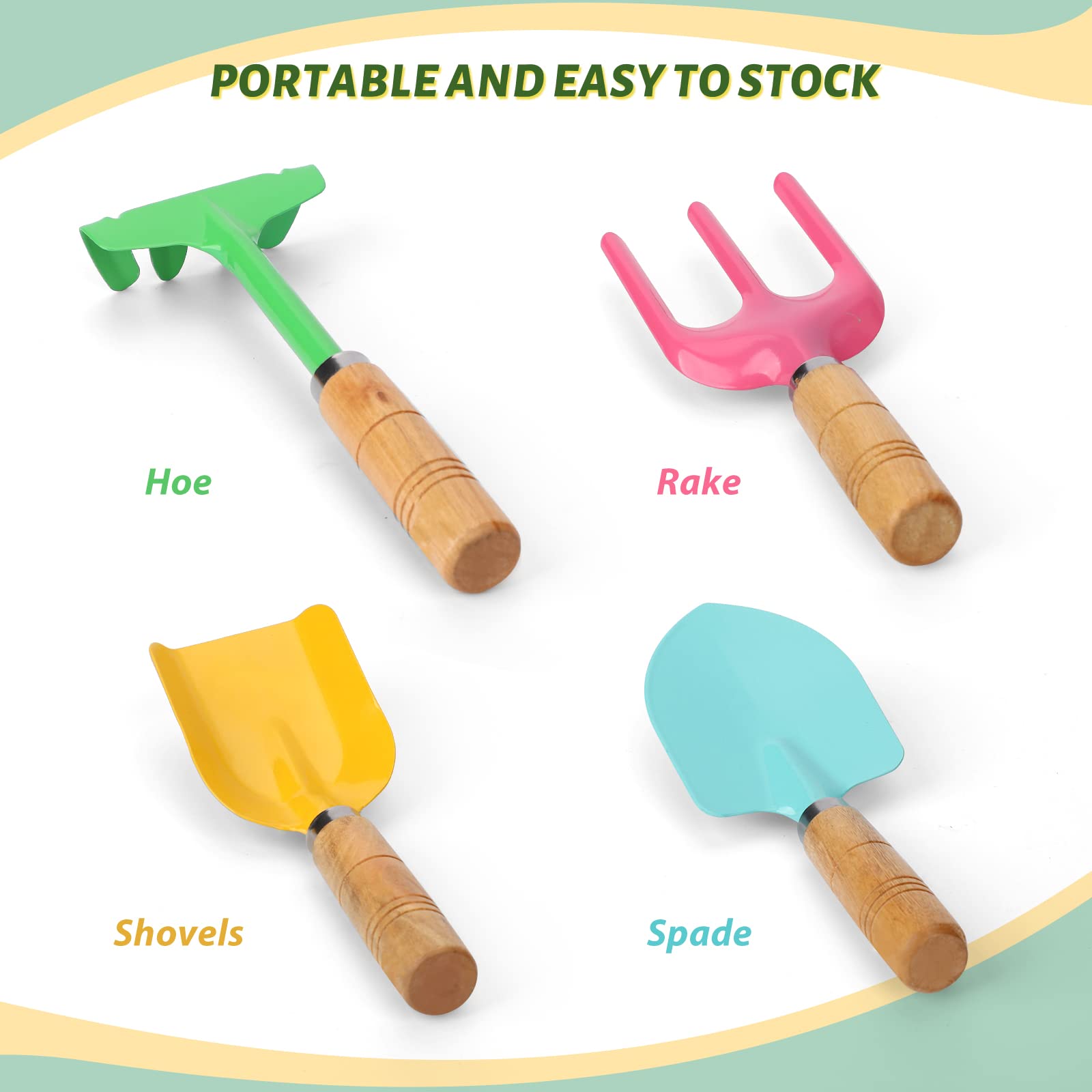 **Stainless Steel Kids Beach Toy Set - 4-Piece Sand Scoop, Spade, Rake & Hoe for Sandbox, Garden & Outdoor Play | Durable Beach Shovels & Essential Sandbox Accessories for Toddlers | Perfect for Beach Trips, Backyard Fun & Summer Activities**