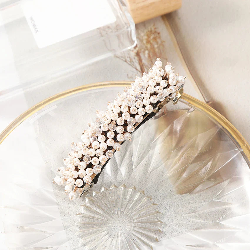 Sparkling Rhinestone Pearl Hair Clip Headband - Elegant Bridal Hair Accessories for Weddings, Parties & Special Occasions