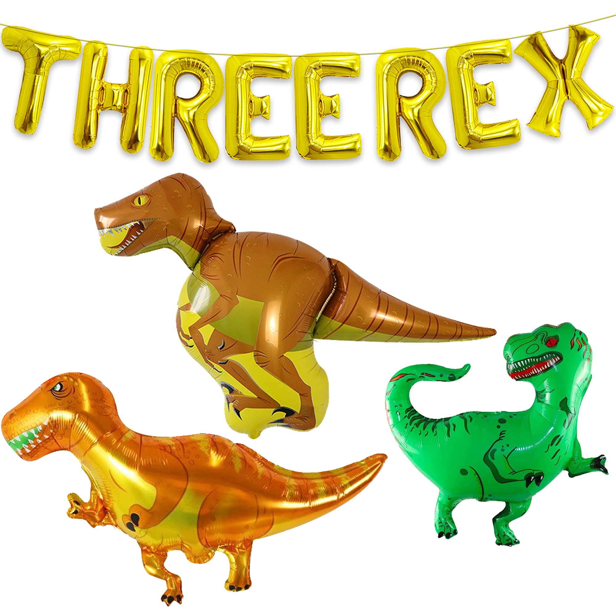 KatchOn Giant Dinosaur Balloons for Birthday Party Decorations - 48 Inch Large T-Rex Balloons (Pack of 4) | Dinosaur Theme Party Supplies | Perfect for Jurassic Birthday, Baby Shower & Kids Room Decor