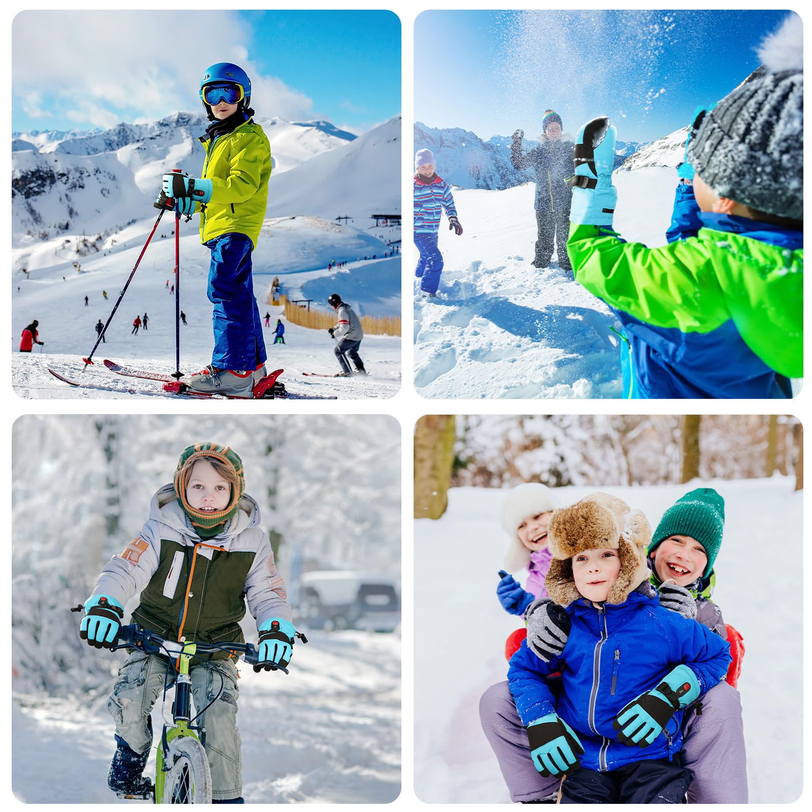Kids Heated Gloves - Rechargeable Battery Winter Gloves with 3 Heat Settings, Waterproof & Windproof for Skiing, Snowboarding, Cycling - Perfect for Cold Weather Outdoor Activities & Winter Sports Gifts