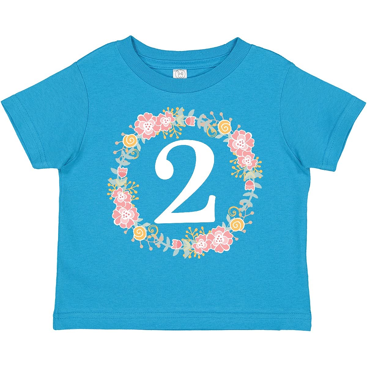 Inktastic 2nd Birthday Rose Wreath Toddler T-Shirt for 2 Year Old Girls - Cute Outfit for Birthday Parties & Photo Shoots