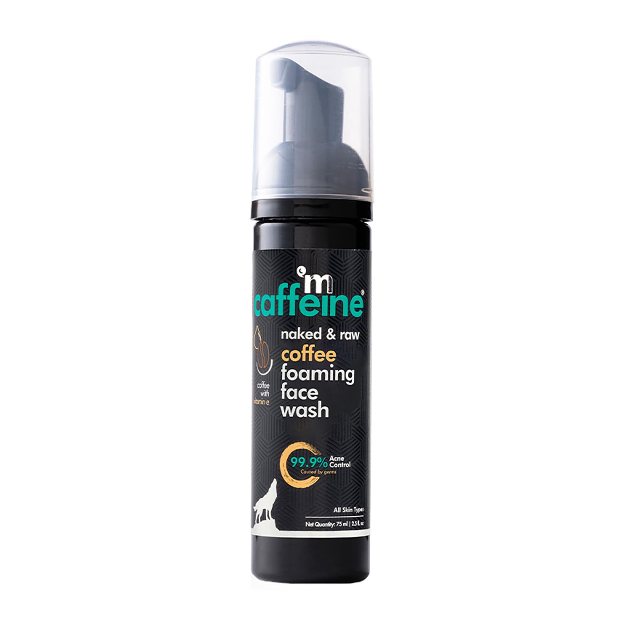 mCaffeine Coffee Foaming Face Wash for Oily & Acne-Prone Skin | Oil Control & Anti-Acne Daily Cleanser for Men & Women | 75ml | Perfect for Hot & Humid Weather, Gym, Travel & Morning Skincare Routine