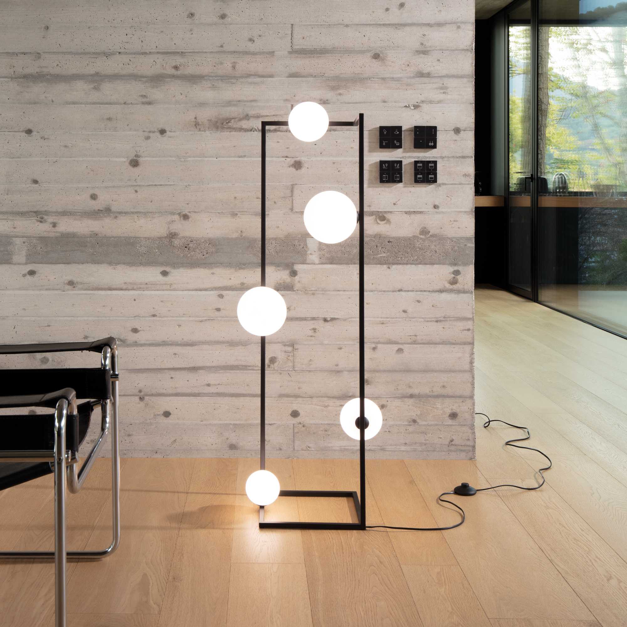 5Lt Angolo Floor Lamp with Black/Brass Finish - Modern Lighting for Living Room, Bedroom & Office Decor