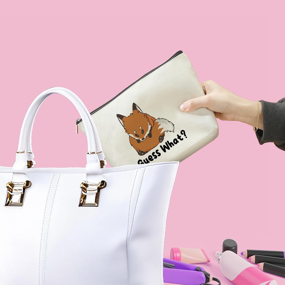 Funny Fox Makeup Bag - Cute Cosmetic Pouch for Women & Girls - Fox Lovers Gift for Sister, Mom, Best Friend - Perfect for Graduation, Mother's Day & Birthday - Travel & Daily Makeup Organizer