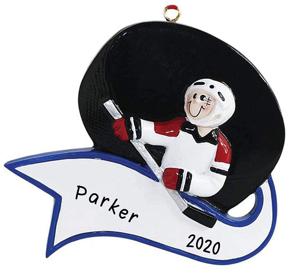 Custom Ice Hockey Christmas Ornament 2024 - Personalized Hockey Player Gift with Engraved Name - Perfect for NHL Fans, Team Players & Holiday Decorations