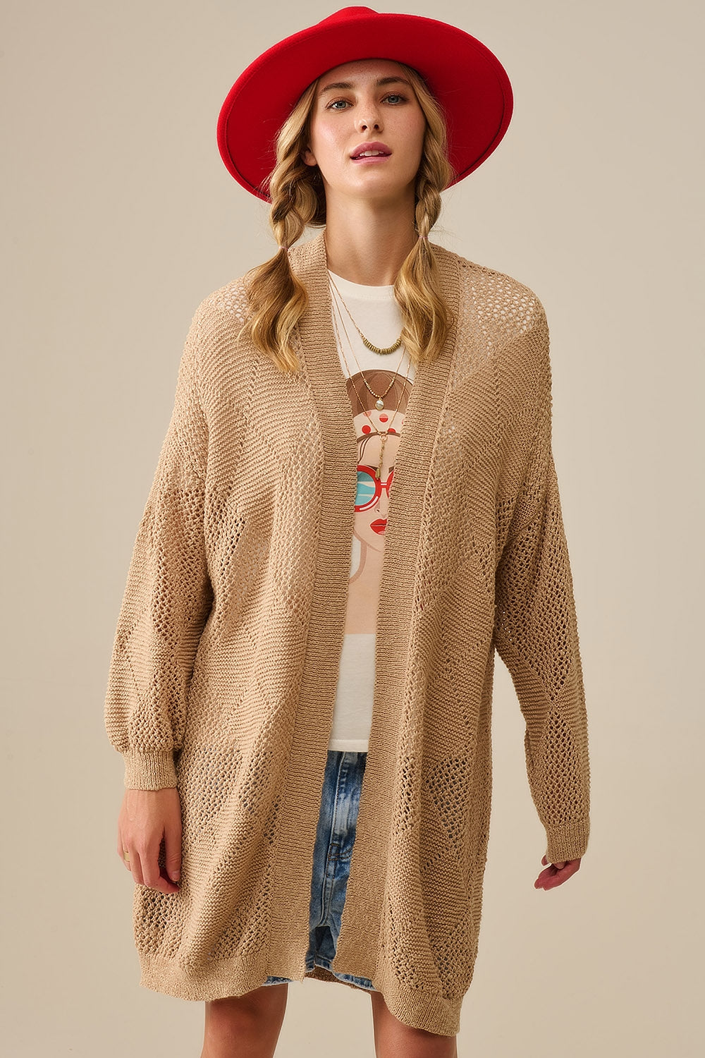 Elegant Camel Crochet Pattern Draped Cardigan - Perfect for Fall Layering, Cozy Evenings & Boho Chic Outfits